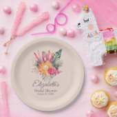 ピーチファズトロピカルフラワーズブライダルシャワー ペーパープレート (パーティー)