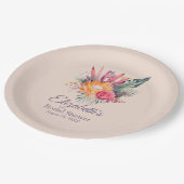 ピーチファズトロピカルフラワーズブライダルシャワー ペーパープレート (アングル)