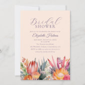 ピーチファズトロピカルフラワーズブライダルシャワー 招待状 (正面)