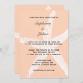 ピーチファズトロピカルラージヒトデビーチ結婚式 招待状 (正面/裏面)