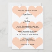 ピーチファズハートパターエレガントンロマン結婚ティーズ 招待状 (正面)