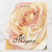 ピーチファズバラバックグラウンドモノグラム名ハート ワインラベル (シングルラベル)