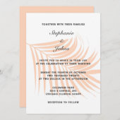 ピーチファズパームツリートロピカルリーフクラッシー結婚ズ 招待状 (正面/裏面)