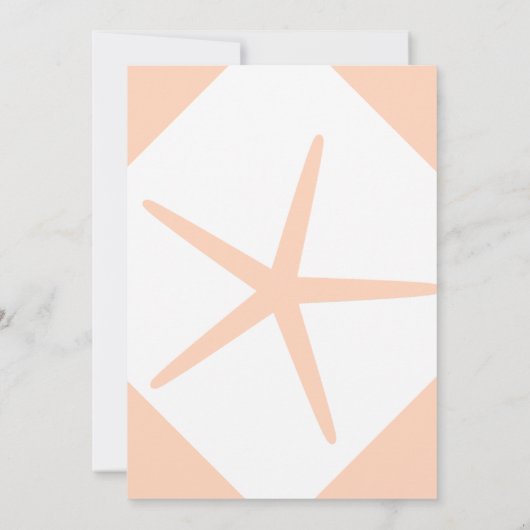 ピーチファズヒトデエレガントトロピカルビーチ結婚式 招待状 (裏面)