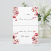 ピーチファズピンクの花エスコートカード 招待状 (スタンド正面)