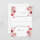 ピーチファズピンクの花エスコートカード 招待状 (正面/裏面)