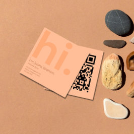 ピーチファズピンクレトロハイQRコード スクエア名刺