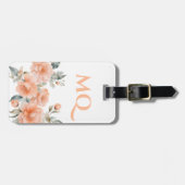 ピーチファズフローラウォーターカラーガーリーホワイトイニシャル ラゲッジタグ (正面横)