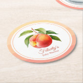 ピーチファズベビーシャワー ラウンドペーパーコースター (アングル)