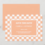 ピーチファズホワイトジンガ市松模様にムパターン セーブザデート (正面/裏面)