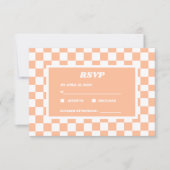 ピーチファズホワイトジンガ市松模様にムパターン 出欠カード (正面)