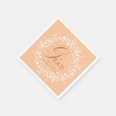 ピーチファズホワイトワイルドフラワーリース卒業 スタンダードカクテルナプキン (角)