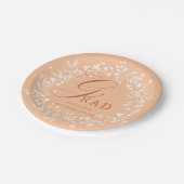 ピーチファズホワイトワイルドフラワーリース卒業 ペーパープレート (アングル)