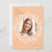 ピーチファズホワイトワイルドフラワーリース卒業 招待状 (正面)