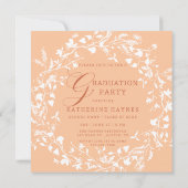 ピーチファズホワイトワイルドフラワーリース卒業 招待状 (裏面)