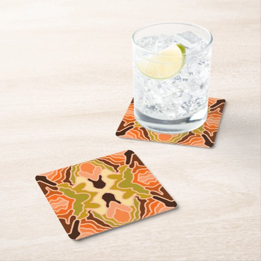 ピーチファズボホシャビーシック幾何学抽象芸術アート スクエアペーパーコースター (インサイチュ)