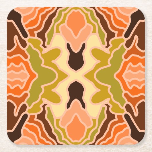ピーチファズボホシャビーシック幾何学抽象芸術アート スクエアペーパーコースター (正面)