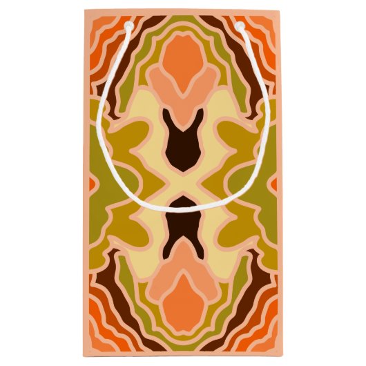 ピーチファズボホシャビーシック幾何学抽象芸術アート スモールペーパーバッグ (裏面)