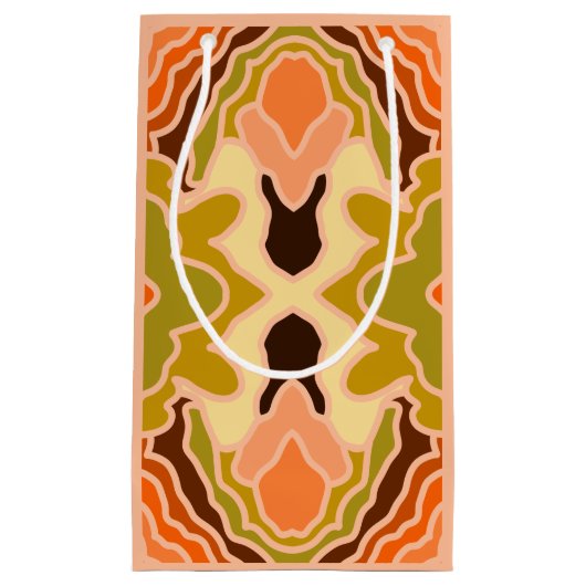 ピーチファズボホシャビーシック幾何学抽象芸術アート スモールペーパーバッグ (正面)