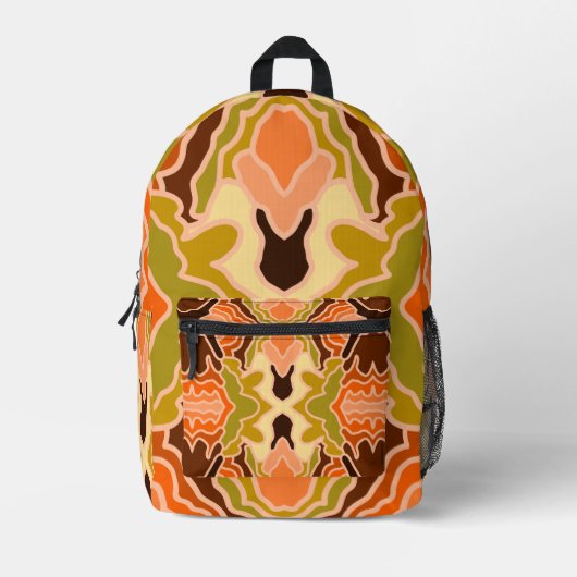 ピーチファズボホシャビーシック幾何学抽象芸術アート プリントバックパック (正面)