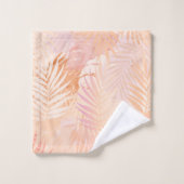ピーチファズミニマリストモダントロピカル葉 バスタオルセット (ウォッシュタオル)
