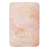 ピーチファズミニマリストモダントロピカル葉 バスマット (正面縦)