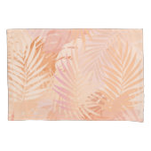 ピーチファズミニマリストモダントロピカル葉 枕カバー (正面左)