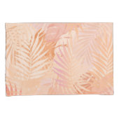 ピーチファズミニマリストモダントロピカル葉 枕カバー (正面右)