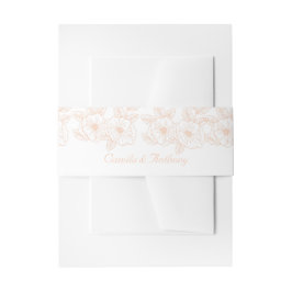 ピーチファズミニマルトレンディーカラーフラワーパターン 招待状ベリーバンド