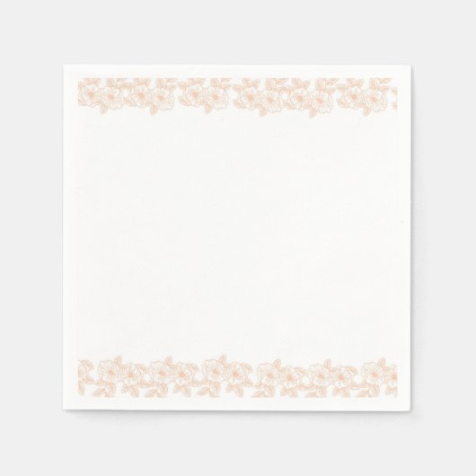 ピーチファズミニマルトレンディーフラワーパターン スタンダードカクテルナプキン (正面)
