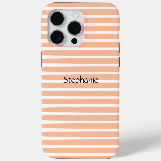 ピーチファズモノグラム名前をカスタムするストライプ2024 Case-Mate iPhoneケース (裏面)