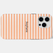 ピーチファズモノグラム名前をカスタムするストライプ2024 Case-Mate iPhoneケース (裏面 (横))