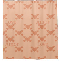 ピーチファズラブハートバイリンガル文字"Amor""Love"