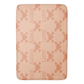 ピーチファズラブハートバイリンガル文字"Amor""Love" バスマット (正面縦)