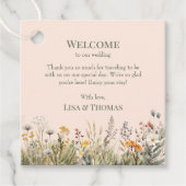 ピーチファズワイルドフラワーメドウ結婚のウェルカムギフト フェイバータグ (正面)