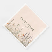 ピーチファズワイルドフラワーメドウ結婚ズナプキン (コーナー)