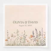 ピーチファズワイルドフラワーメドウ結婚ズナプキン (正面)