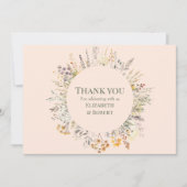 ピーチファズワイルドフラワーメドウ結婚ズ サンキューカード (正面)