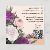 ピーチファズヴィンテージバラシンプルフローラパーソナル スクエア名刺 (裏面)