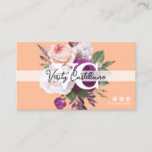 ピーチファズヴィンテージバラシンプルフローラパーソナル 名刺 (正面)