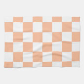 ピーチファズ市松模様にジンガムパターン キッチンタオル (横)