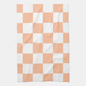 ピーチファズ市松模様にジンガムパターン キッチンタオル (縦)