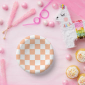 ピーチファズ市松模様にジンガムパターン ペーパーボウル (パーティー)