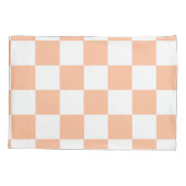 ピーチファズ市松模様にジンガムパターン 枕カバー (裏面)
