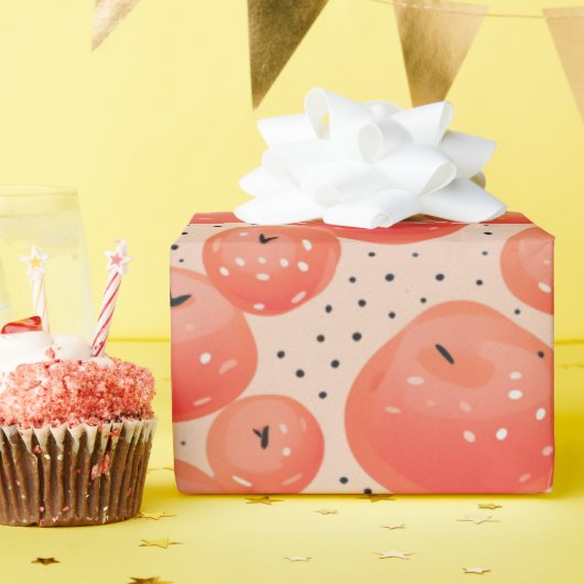 ピーチファズ抽象芸術ボタニカルフルーティパターン10 ラッピングペーパー (誕生日パーティー)