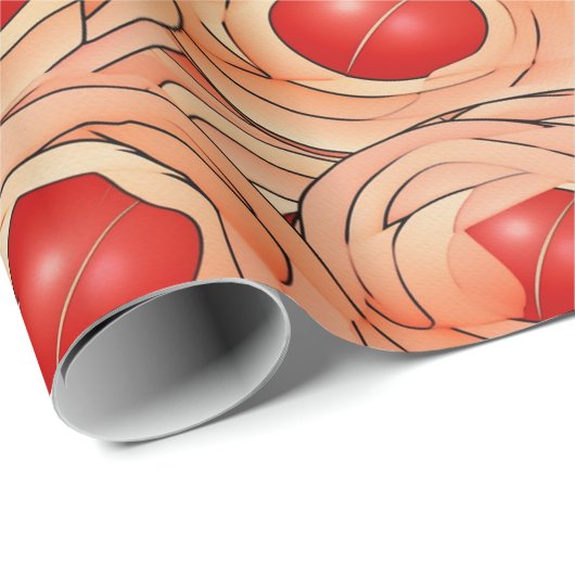 ピーチファズ抽象芸術ボタニカルフルーティパターン16 ラッピングペーパー (ロールコーナー)