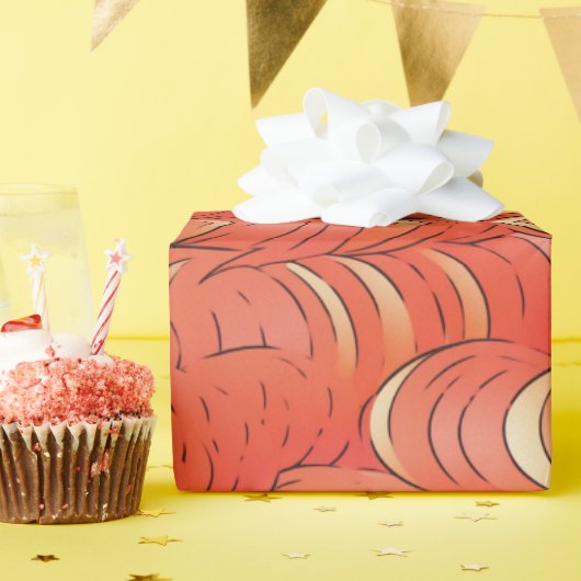 ピーチファズ抽象芸術ボタニカルフルーティパターン1 ラッピングペーパー (誕生日パーティー)