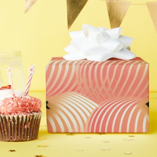 ピーチファズ抽象芸術ボタニカルフルーティパターン2 ラッピングペーパー (誕生日パーティー)