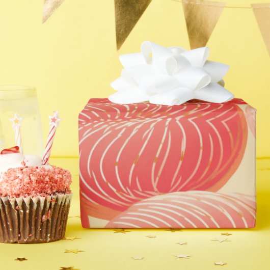 ピーチファズ抽象芸術ボタニカルフルーティパターン4 ラッピングペーパー (誕生日パーティー)