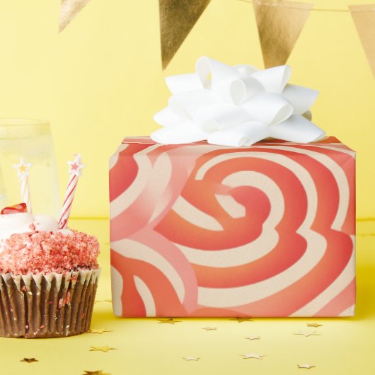 ピーチファズ抽象芸術ボタニカルフルーティパターン5 ラッピングペーパー (誕生日パーティー)